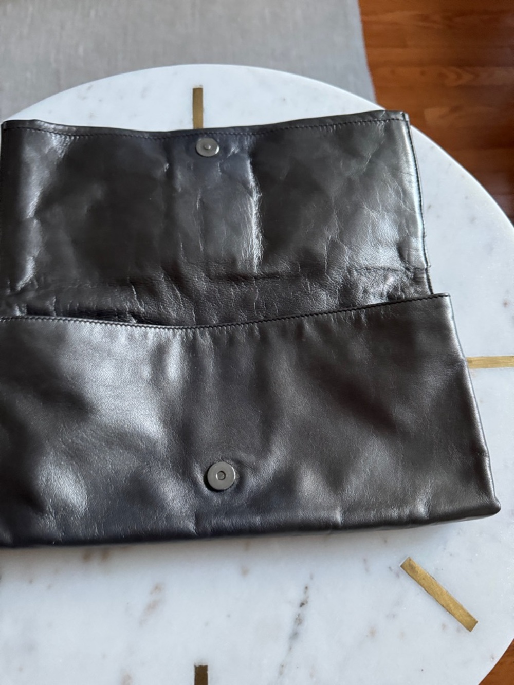 Prada Nappa Metallic Pewter Leather Fold-Clutch - Picture 5 of 13